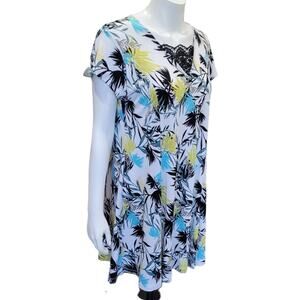 Emaline Beachy Ferns Floral Lace V-Neck Dress Sz XL Petite Modest Beachy Lace